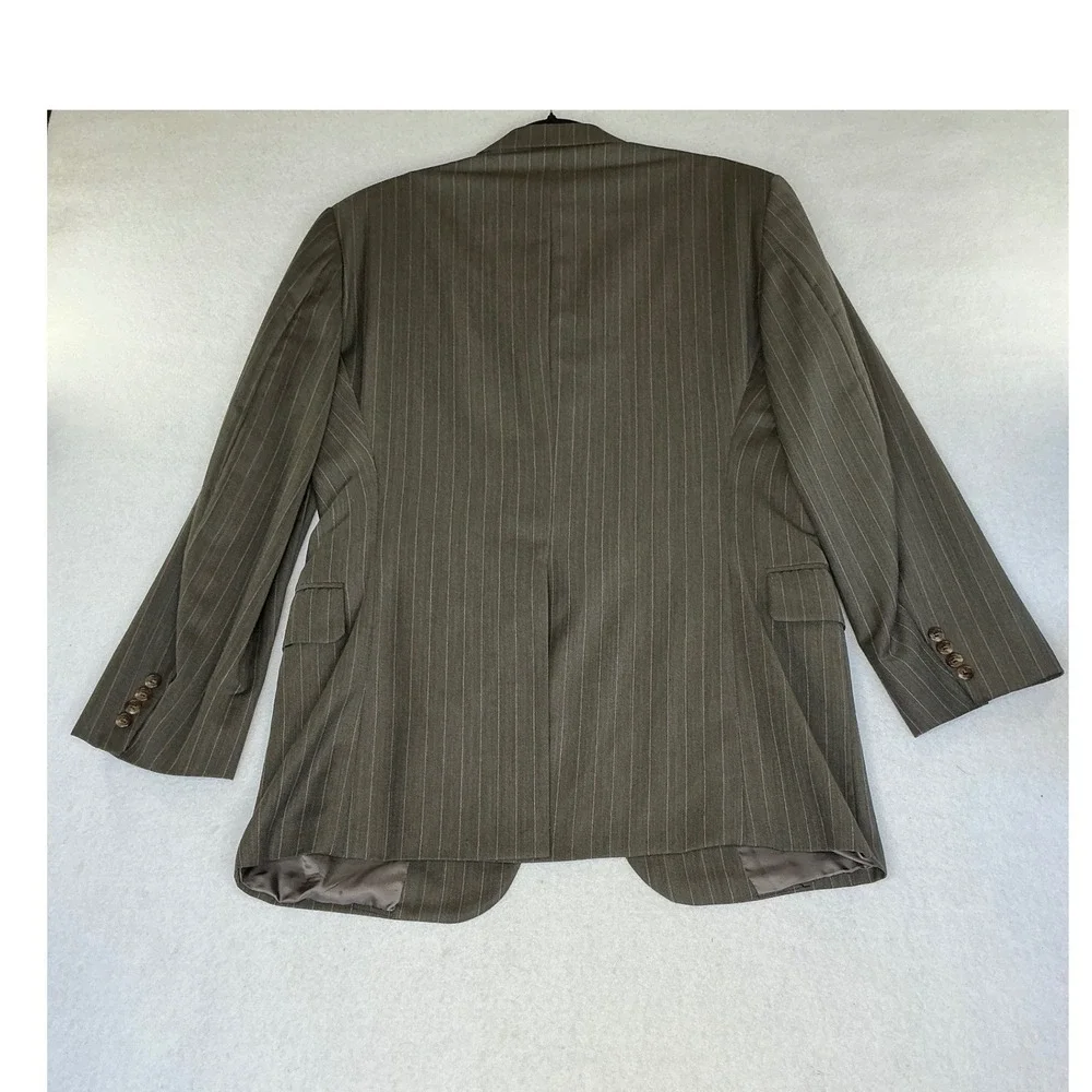 H. Freeman & Son Blazer Men44R Olive Pinstripe Custom Tailored Culwell & Son USA